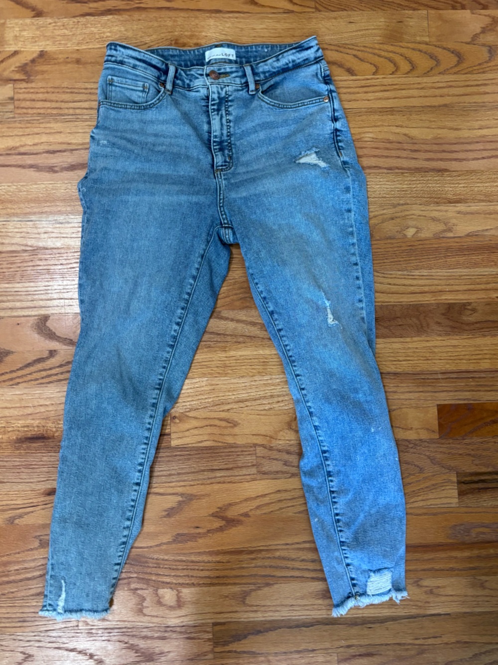 LOFT Light Blue Skinny Distressed Jeans 8